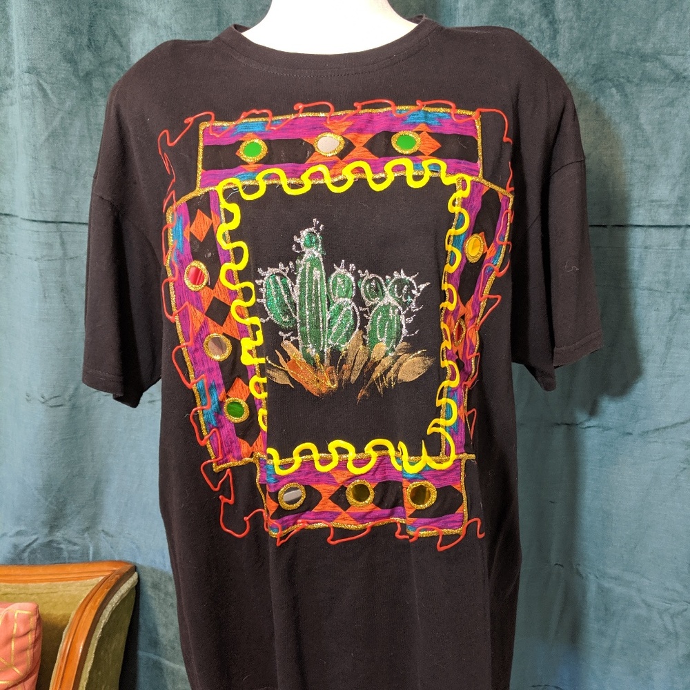 Christine Gerard Sparkle Puff Paint Cactus T-Shirt